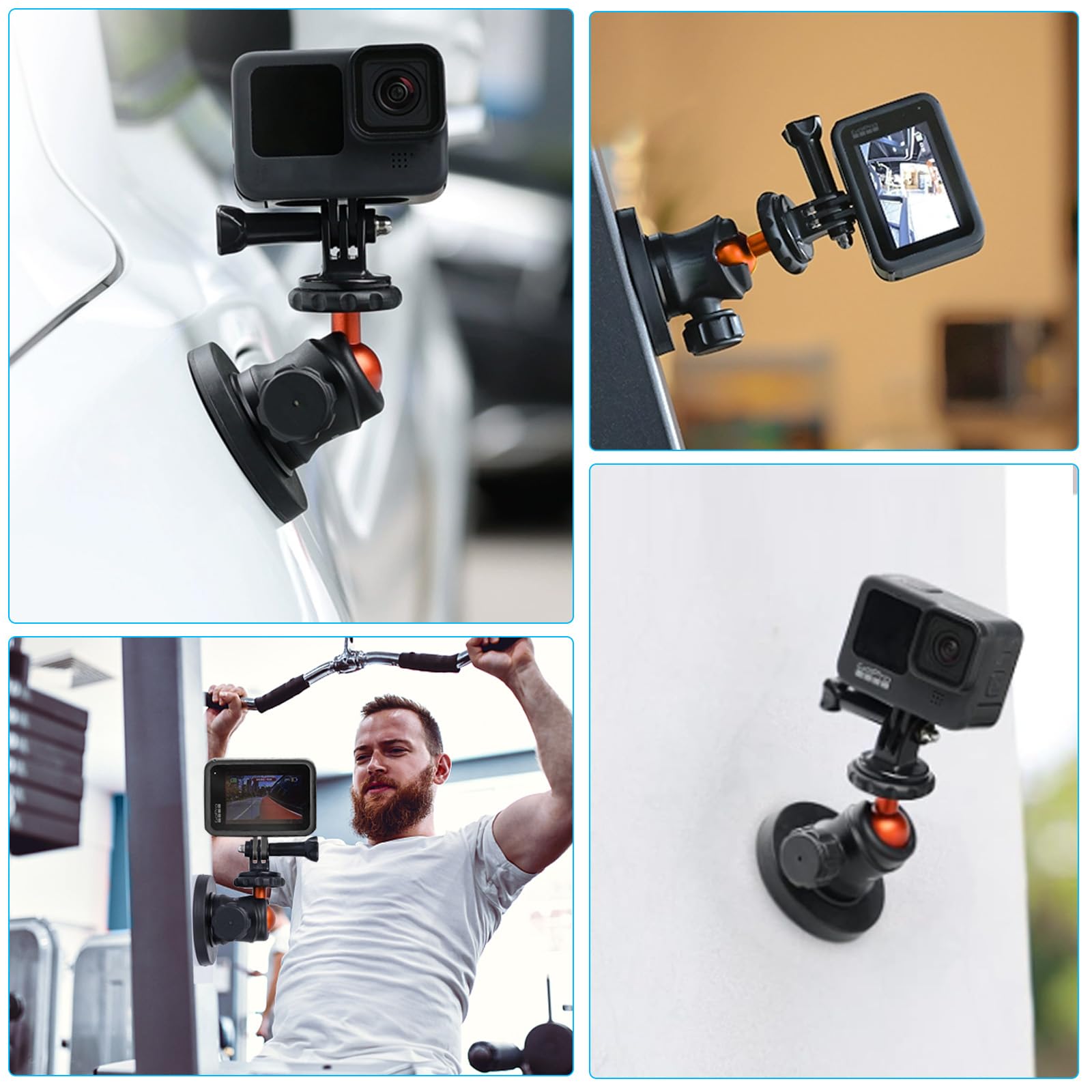 Soporte Magnético para Cámara, Soporte magnético Fuerte con 360 ° Cabeza de la Bola de rotación y una función de 6 imanes, Compatible con GoPro Hero 11/10/9, dji OSMO Acción, Insta360