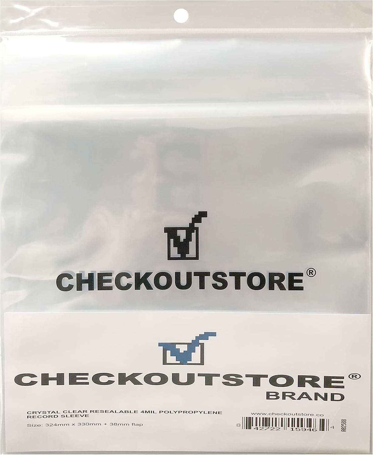 (100) CheckOutStore Crystal Clear Plastic OPP Sleeves for 12" Vinyl 33 RPM Records (4mil - Resealable Flap)