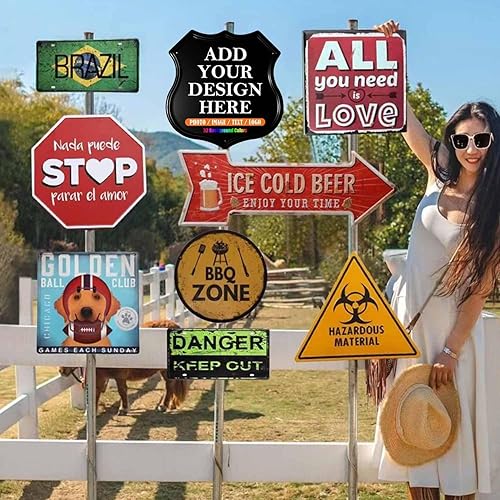 Miniatura 7 de HAOGEILI - Letreros de metal personalizados con forma de escudo, haz tu propio escudo personalizado con logotipo de texto fotográfico, letreros