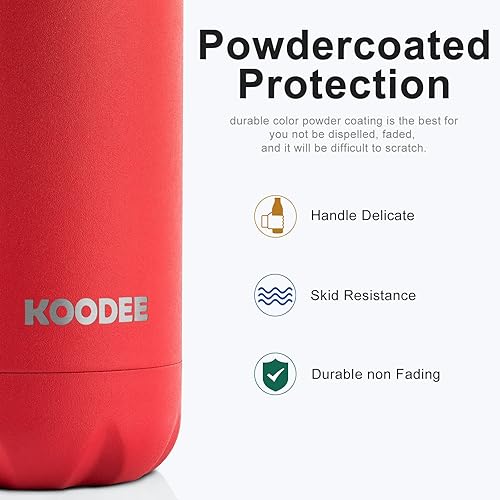 Miniatura 4 de koodee Botella de agua aislada, paquete de 2 botellas de agua deportivas de acero inoxidable de doble pared a prueba de fugas en forma de cola que