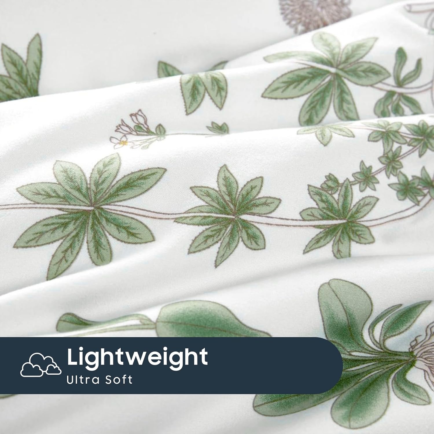 Wake In Cloud - Floral Bed Sheets, 4-Piece Sheet Set, Cute Botanical Shabby Chic Coquette Cottagecore Flower Pattern Printed Bedding, Deep Pocket, Yellow Green, Queen Size