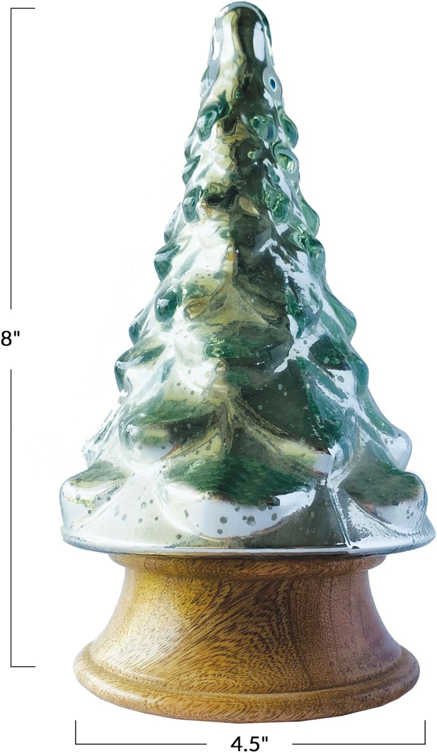 Creative Co-Op Antique Embossed Mercury Glass Tree with Wood Base, Silver