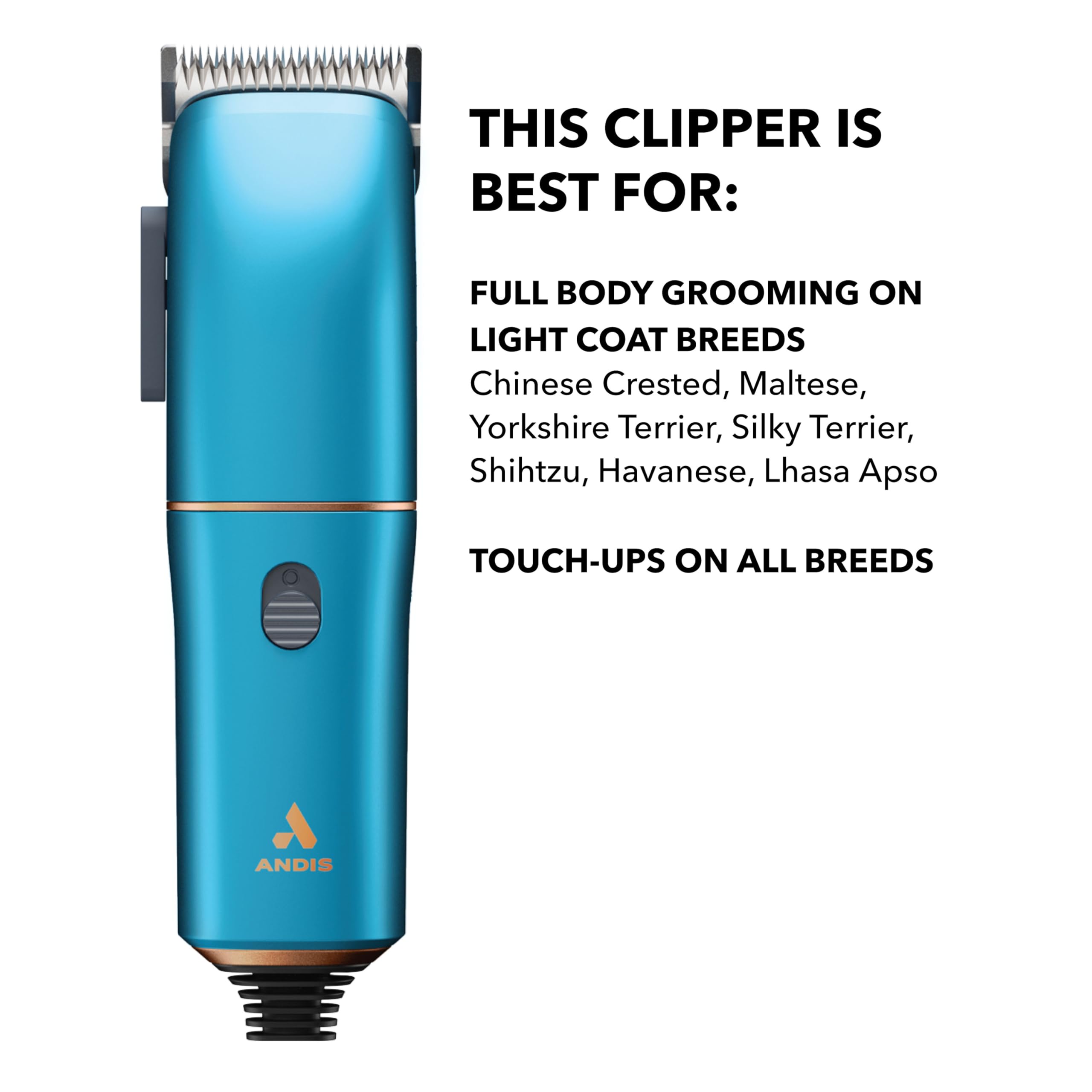 Andis Easy Clip 560814 - Cortapelos para perros con cable y hoja ajustable, kit de 11 piezas, ligero, potente motor, azul, 560814
