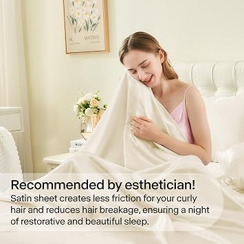 BEDELITE Satin Sheets Twin Size Bed Set, Beige, 3 Pieces | Luxury Silky Bed Sheets, 15 Inch Deep Pocket, Similar to Silk, Soft and Cooling, Reduces Friction, Gentle on Hair and Skin