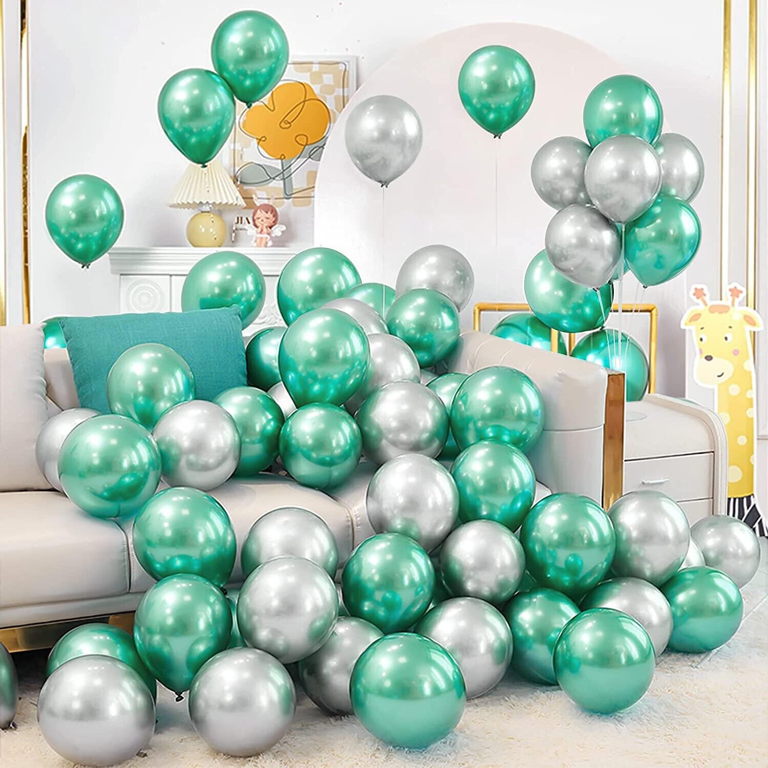 Flyloons 25 pcs Silver Metallic Chrome Balloons for Birthday Decoration items celebration Anniversary Girls Boys Men Women — Amazon image 3