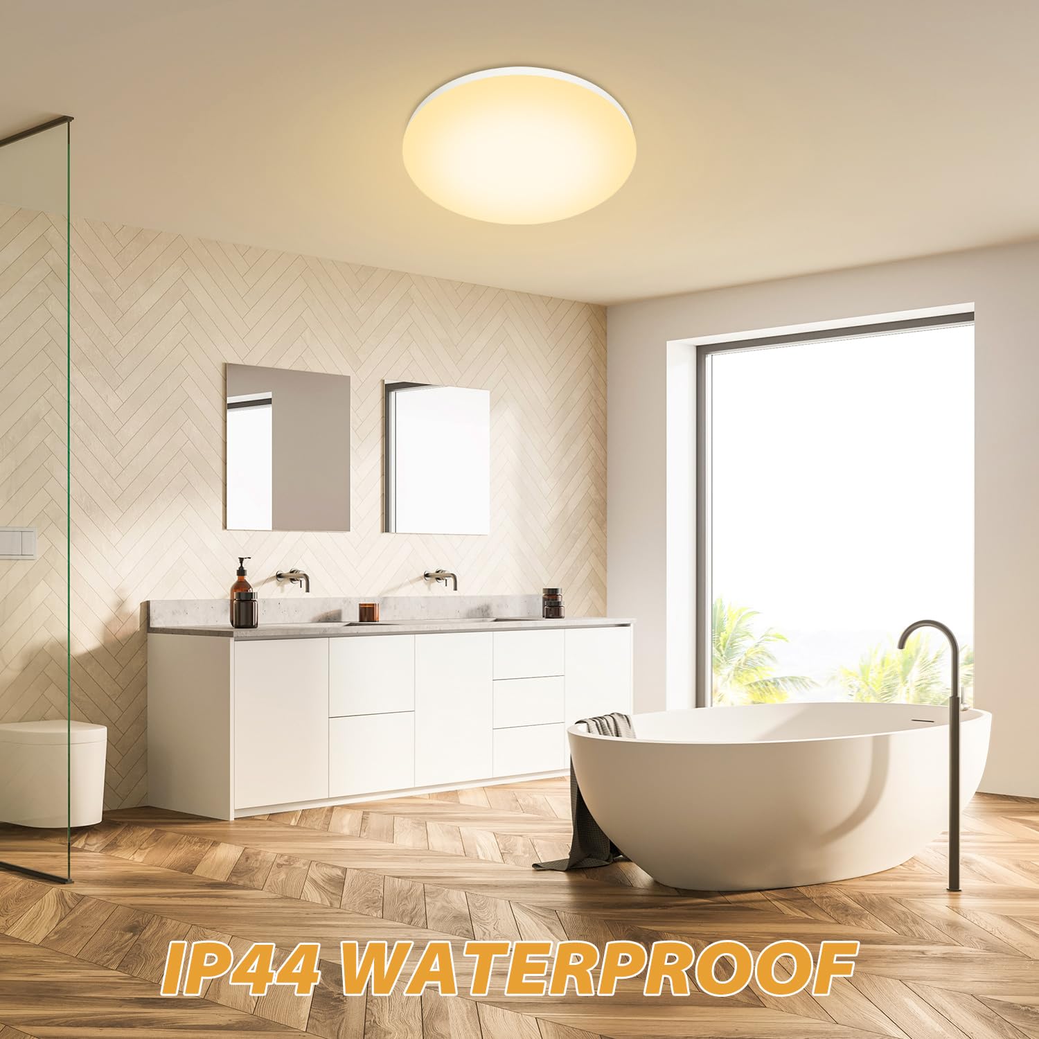 Plafoniera LED Soffitto 24W [2 Pezzi], Lampada da Soffitto 3000K 2000LM Plafoniera Bagno IP44 Impermeabile Ø28CM Rotonda Lampadario LED Moderna Luce Soffitto per Cameretta/Cucina/Soggiorno/Corridoio