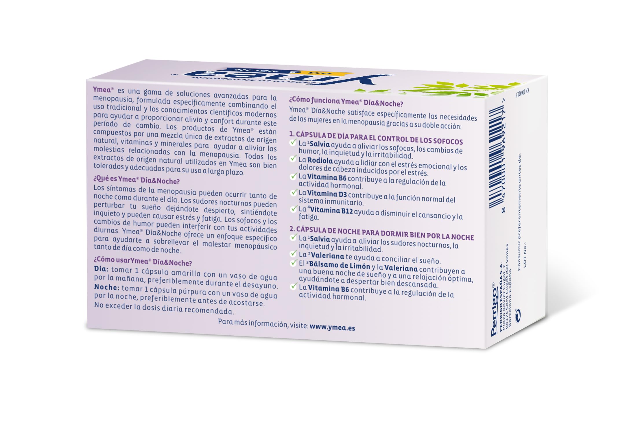 Ymea Menopausia Día y Noche, Control Sofocos y Sueño, Tratamiento 1 Mes - 64 Cápsulas (Paquete de 2)