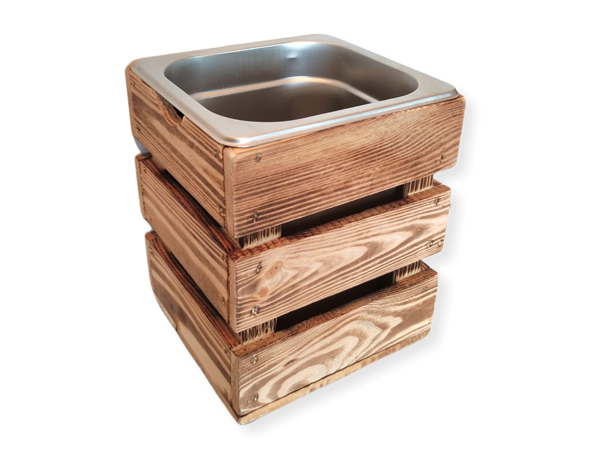 TimbertWoodDesign Rustikaler BIOMÜLLEIMER aus HOLZ und Edelstahl KOMPOSTEIMER Organische Abfälle Kompost Mülleimer Abfall Behälter Nachhaltig Geschenk Küche
