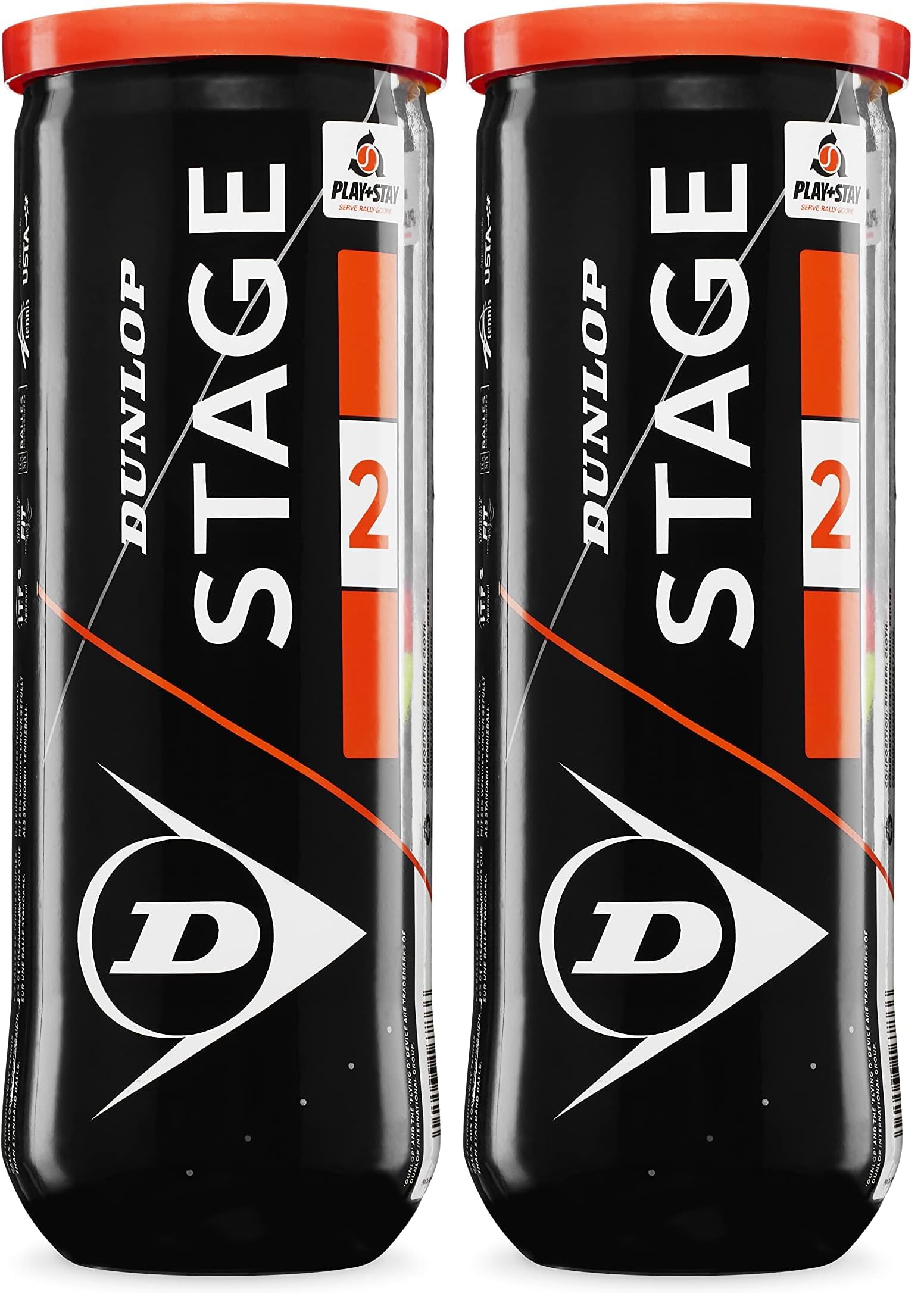 DUNLOP Stage 2 Orange 3PET Balle de Tennis Adulte Unisexe, Taille Unique (Lot de 2)