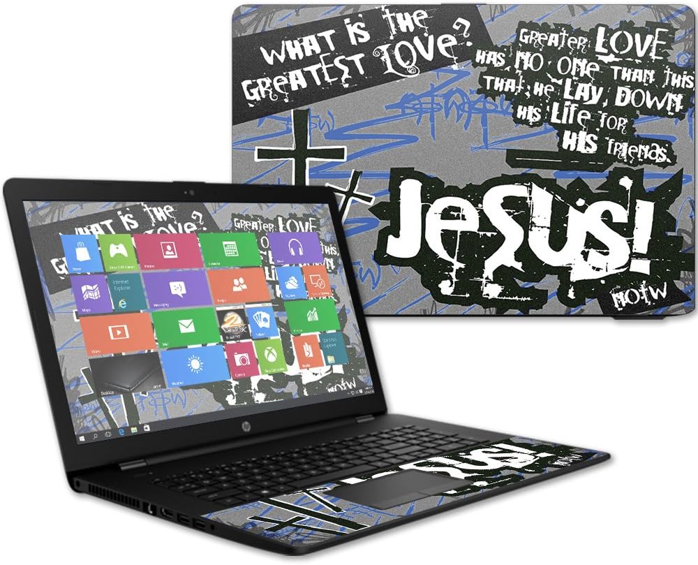 MightySkins Skin Compatible with HP 17t Laptop 17.3" (2017) - Love Jesus | Protective, Durable, and Unique Vinyl Decal wrap Cover | Easy to Apply, Remove, and Change Styles | Made in The USA