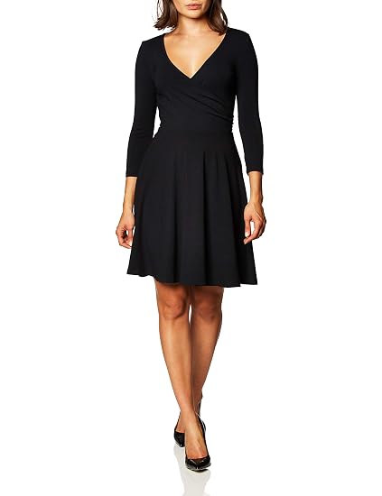 Sleeve Knit Crossover Wrap Dress 