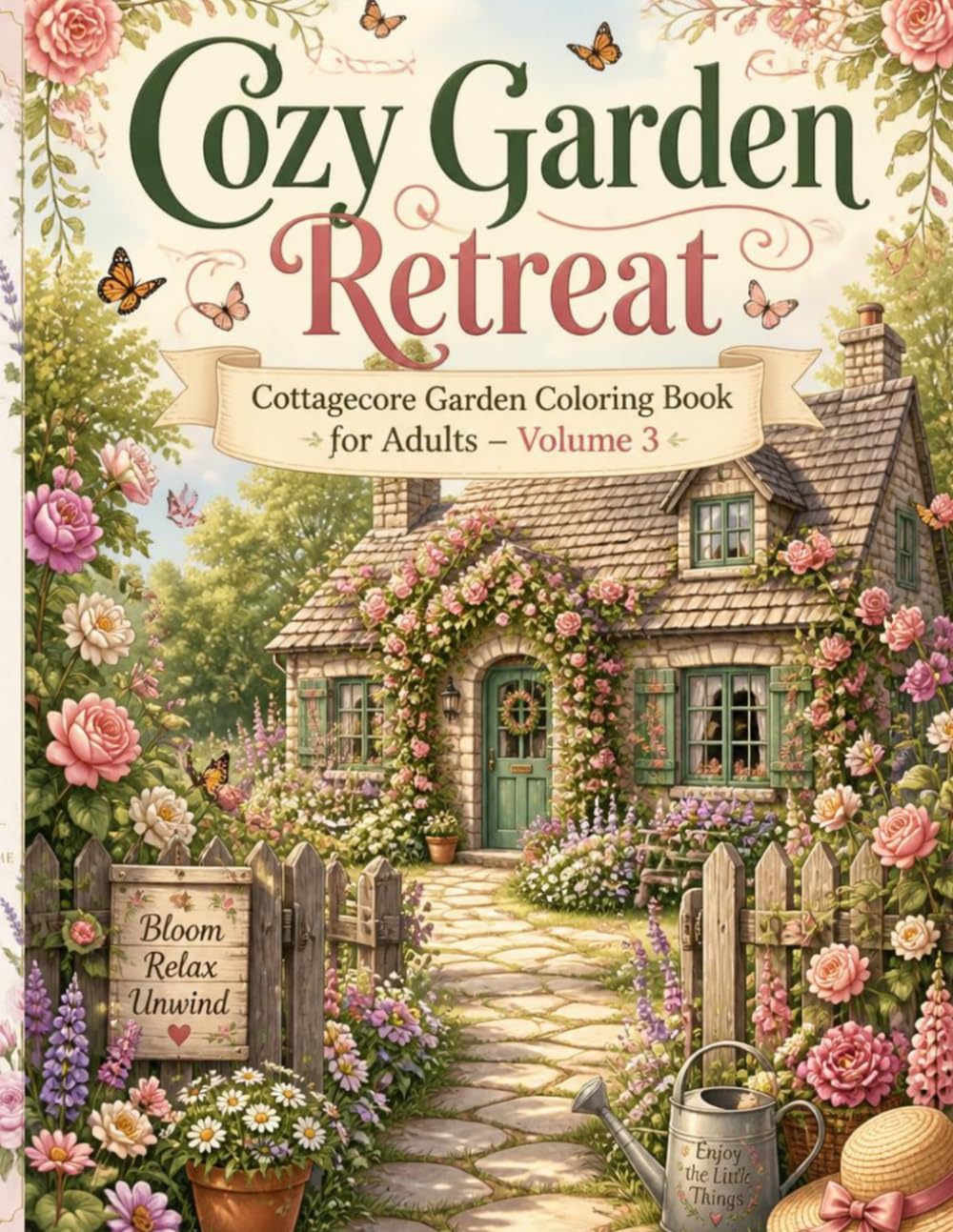 Cozy Garden Retreat: Cottagecore Garden Coloring Book for Adults – Volume 3