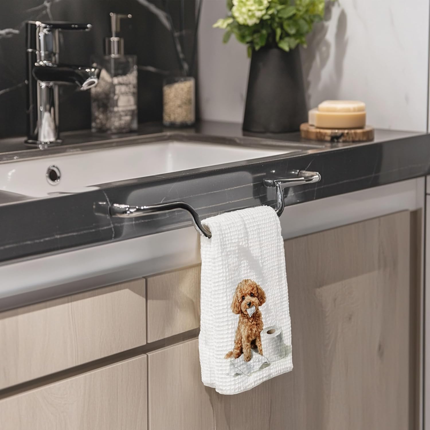 Cabana Bro Funny Poodle Bathroom Hand Towels, Poodle Gifts, Cute Dog Gifts for Women Dog Lovers Decorative Hand Towels for Bathroom Decor, Funny Puppy Kitchen Dish Towels, 16x24 Inch - Image 4