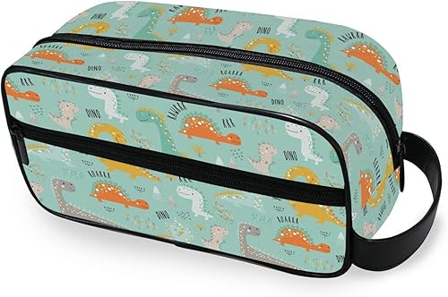 OTVEE Bolsa de aseo de viaje con diseño de dinosaurios coloridos para hombres y mujeres, kit de afeitado para artículos de tocador, Lindos