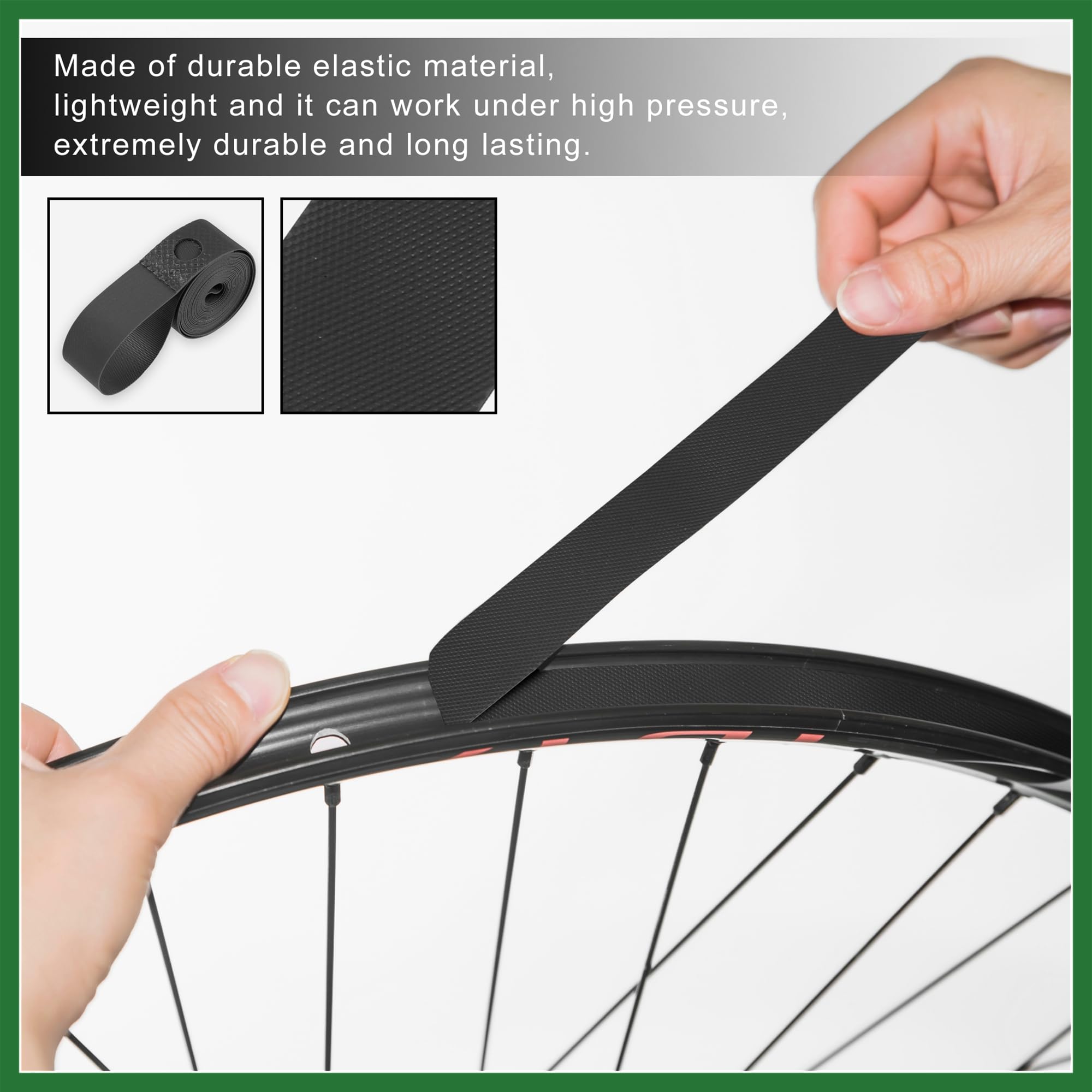 Motoforti 700C Bike Wheel Rim Strip Rim Tape Liner Tube Band PVC Black Pair Long-lasting - Image 2