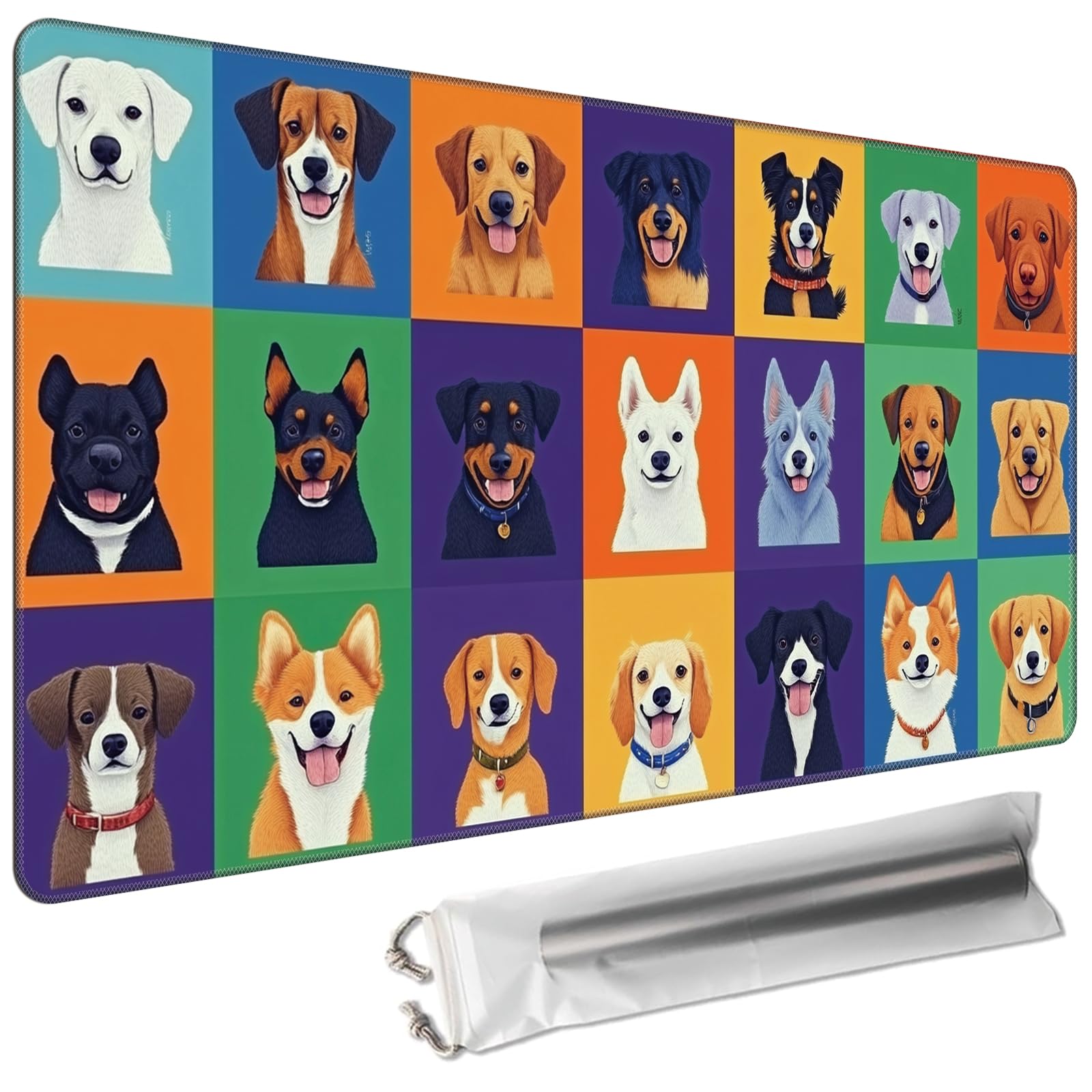 Cdkfxjy MTG Playmat 24 x 14in Includes Storage Bag,TCG Playmat with Soft Surface Premium Non-Slip Rubber Backing Stitched Edges Durable Gaming Mat,Colorful Dogs โ image 1