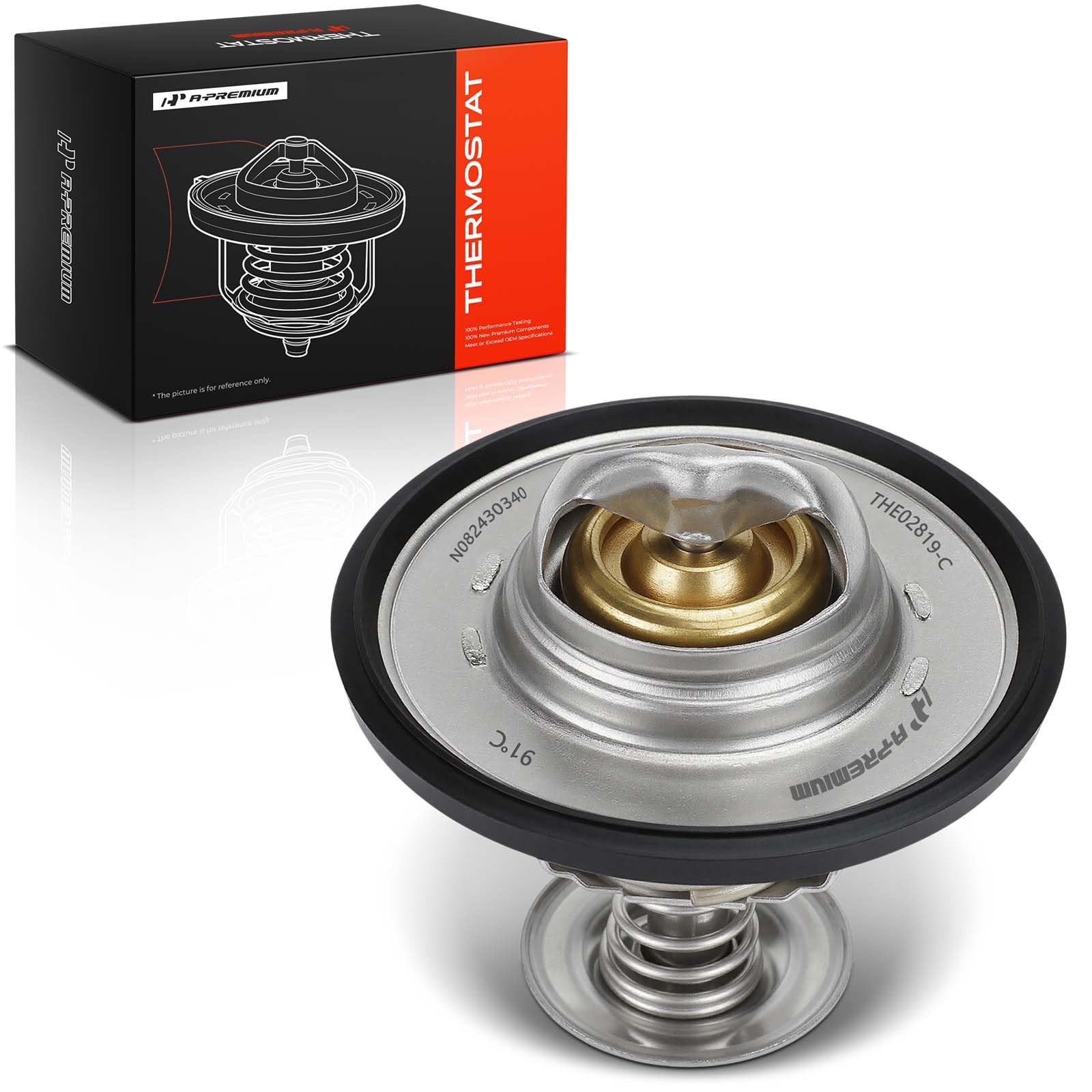 Photo 1 of A-Premium Engine Coolant Thermostat with O-ring Compatible with Ford F-150, F-250 Super Duty, F-350 Super Duty, F-450 Super Duty, F-550 Super Duty, F-600, F-650, F-700, F-750, F-800, E-150, Mustang