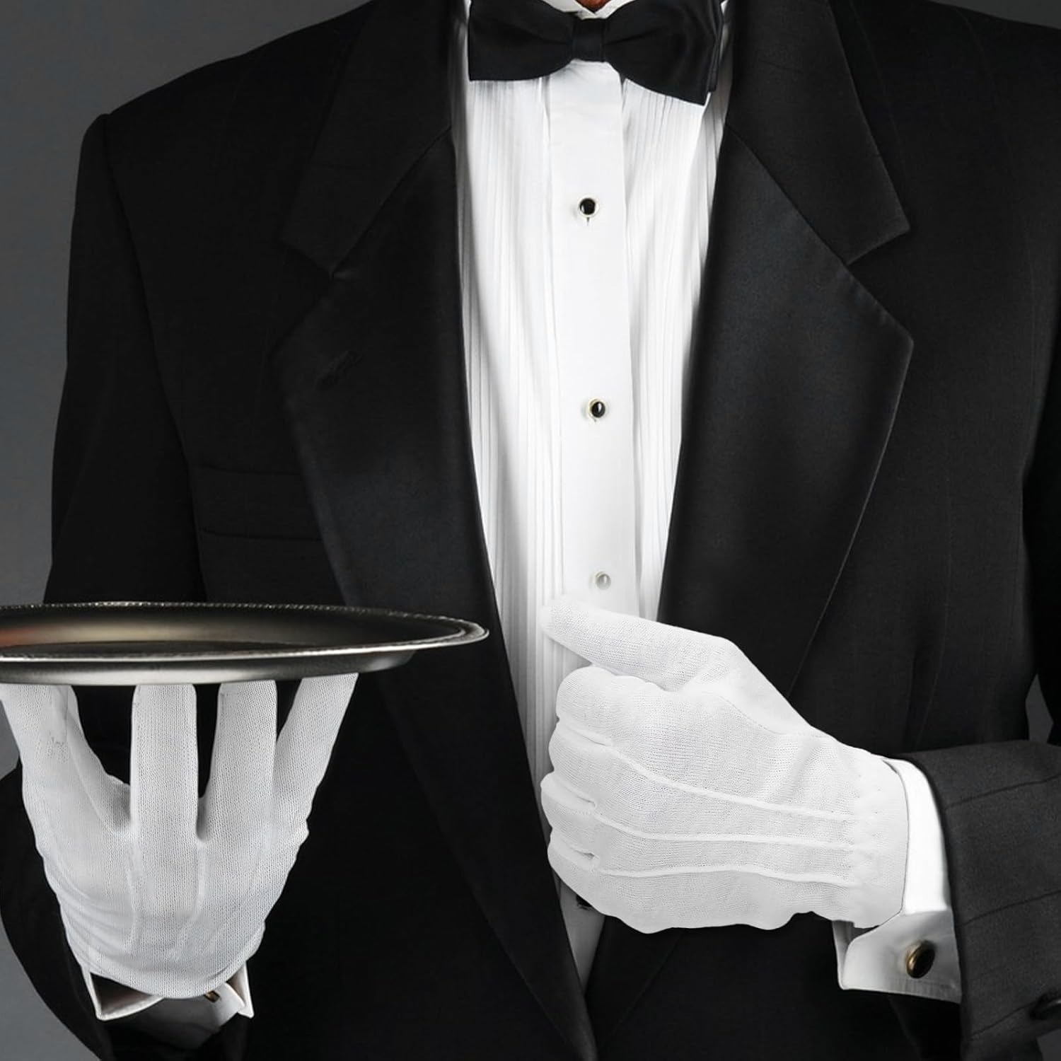 3 Pairs Gloves White,Soft and Adjustable White Gloves Costume with Buttons, for Police Uniforms, Honor Guards, Tuxedos, Coin Jewelry Silverware Inspection - Image 3