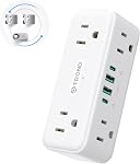 TROND 360° Rotating Plug Surge Protector Outlet Extender, 6 Multi Flat Charging Plug Splitters with 2 PD 20W USB C Ports, 3 Side Electrical Wall Adapter for Home Office Dorm Bathroom Travel Essentials