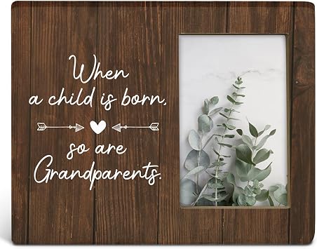 TSUYAWU New Grandparent Gifts, Pregnancy Announcement Gift, Rustic When a Child Is Born So Are Grandparents Wood Picture Frame 8 x 10 Inches, Tabletop and Wall Mounting Display Photo 4 x 6 Inch