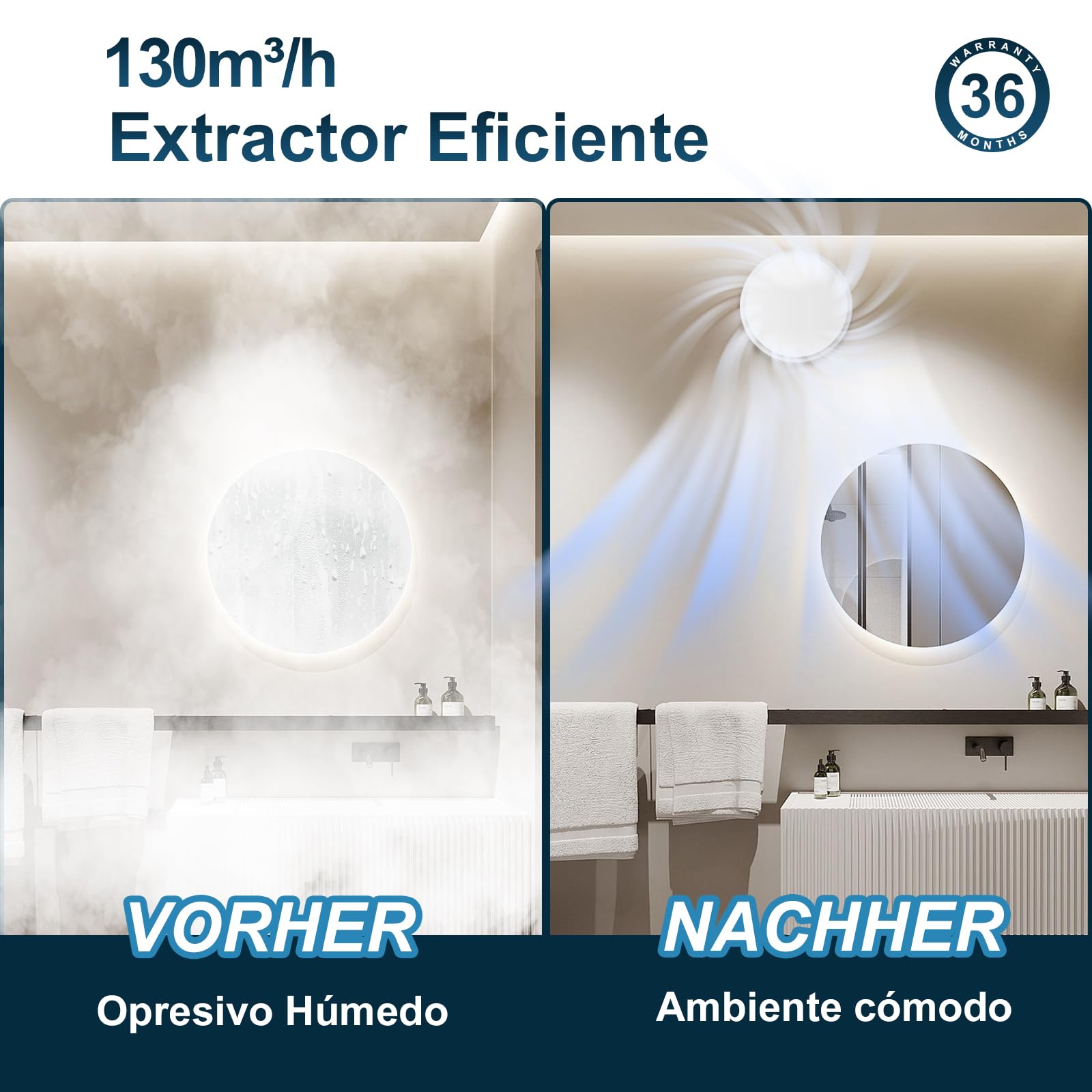 Extractor de Aire 100mm, Ventilador de Baño 130m³/h 12W, Alta Eficiencia ahorro Energético y Silencioso,Ventilador de Tubo, para Baño,Cocina, Aseo,Invernadero,Sótano