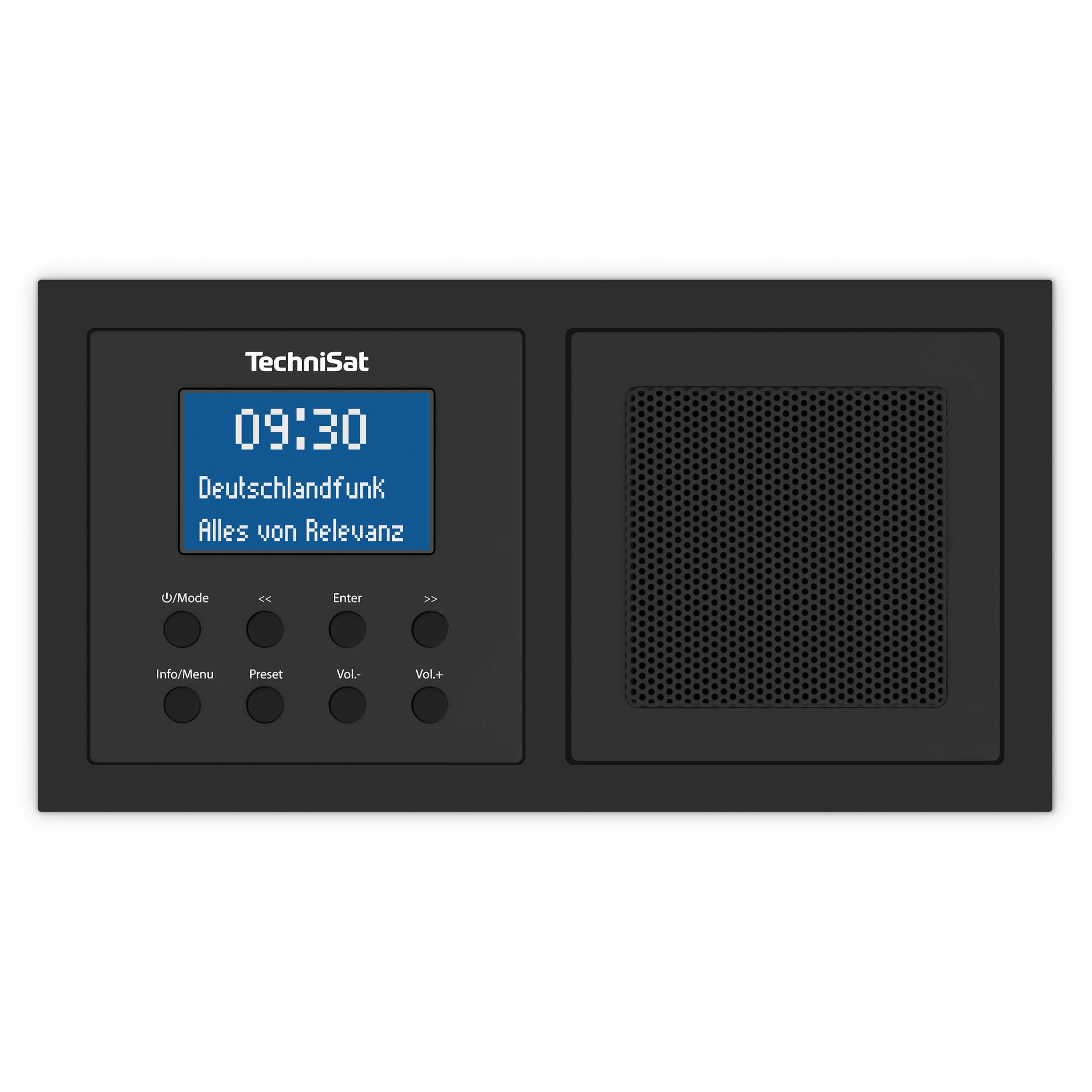 TechniSat DIGITRADIO UP 1 - Radio da incasso DAB+ per installazione in qualsiasi scatola doppia da incasso (DAB, VHF, Bluetooth, Display LCD dimmerabile, Sveglia, Timer di spegnimento, 2 Watt), Nero