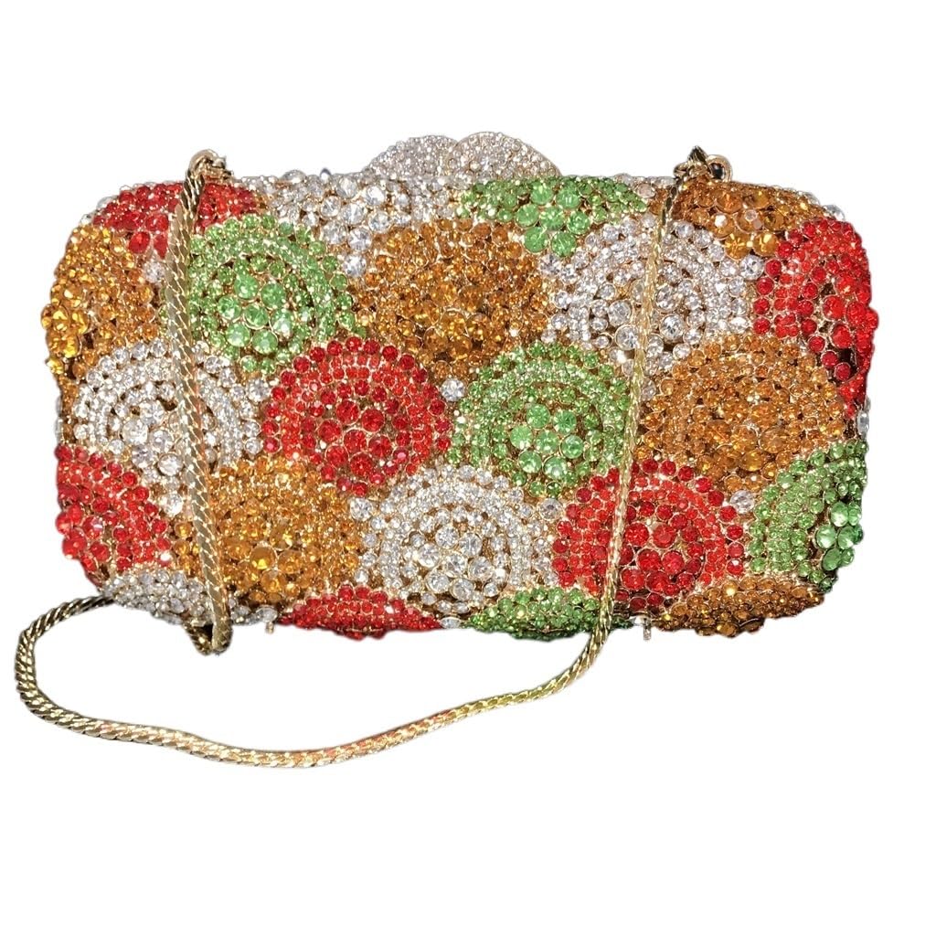 Sac de dîner en strass fait main pour femme avec boîte dure en métal pour cocktail