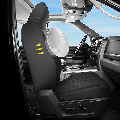 Miniatura 10 de GIANT PANDA Fundas de asiento delantero de automóvil, ajuste personalizado para Dodge Ram 1500, 2500, 3500, protectores de asiento de camiones (rojo)