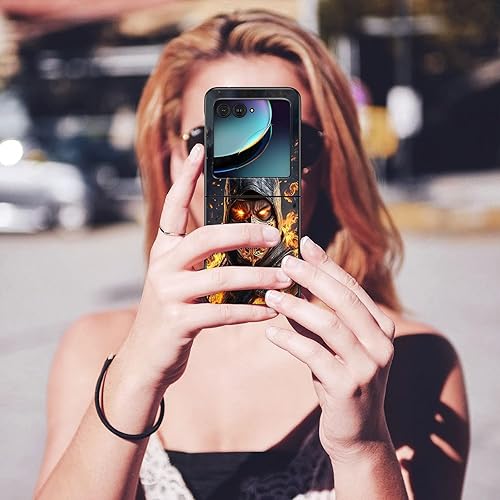 Vista 108 de Funda para Motorola Moto Razr Plus 2023 con protección de pantalla, cubierta trasera de policarbonato duro delgada y ultrafina con patrón de estante