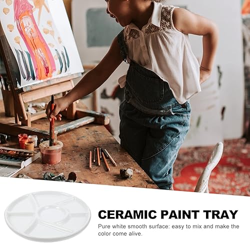 Miniatura 7 de EXCEART Bandeja de pintura de porcelana de cerámica Bandeja de mezcla de cerámica Placas de pintura de acuarela Bandeja de pintura de acuarela Placa