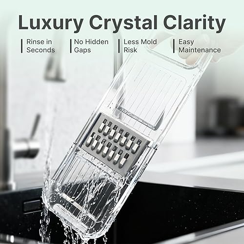 Miniatura 5 de Cortador de mandolina para cocina – Picador de verduras 6 en 1 con protector seguro para manos y cuerpo transparente – Cortador de alimentos apto