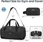 Sac à Duffle de gym pour les hommes Sports Sac à dos avec chaussures et compartiments humides, Sac de toilette porter sur Weekender sac à dos nuit femmes, noir