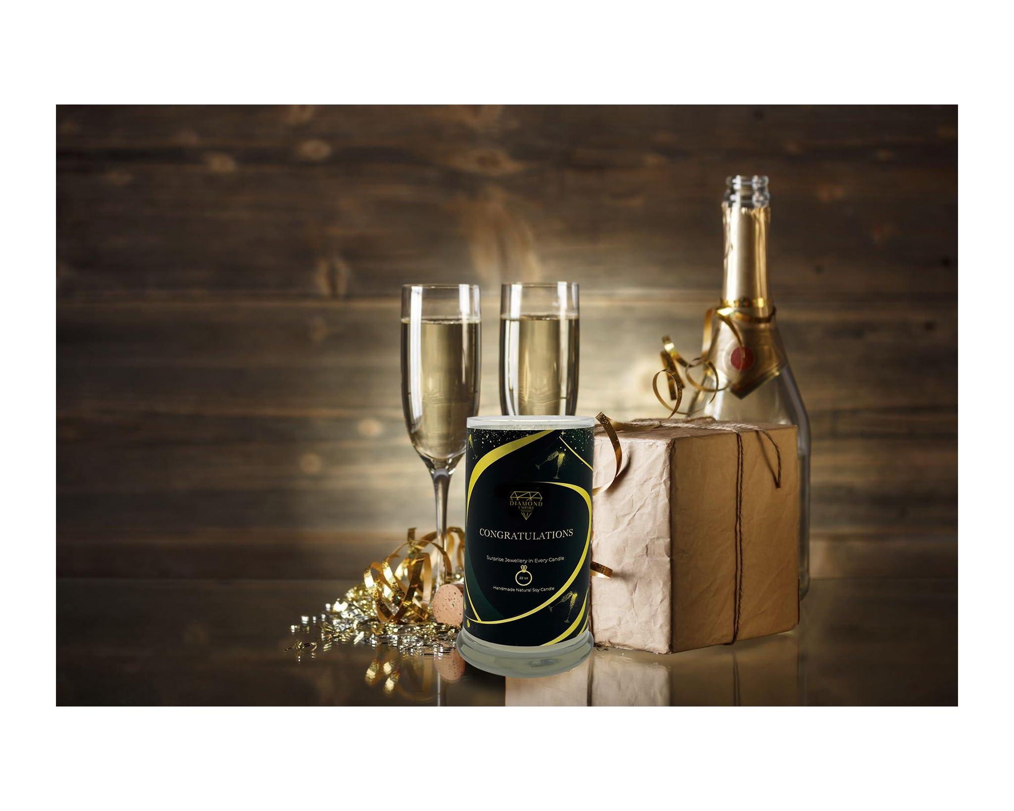 Diamond Empire Congratulations with Surprise Jewellery Inside (Surprise Jewelry Valued up to £2,500) 2 Wick Candle (Burn up to 120 H) Ring N/O - Image 2
