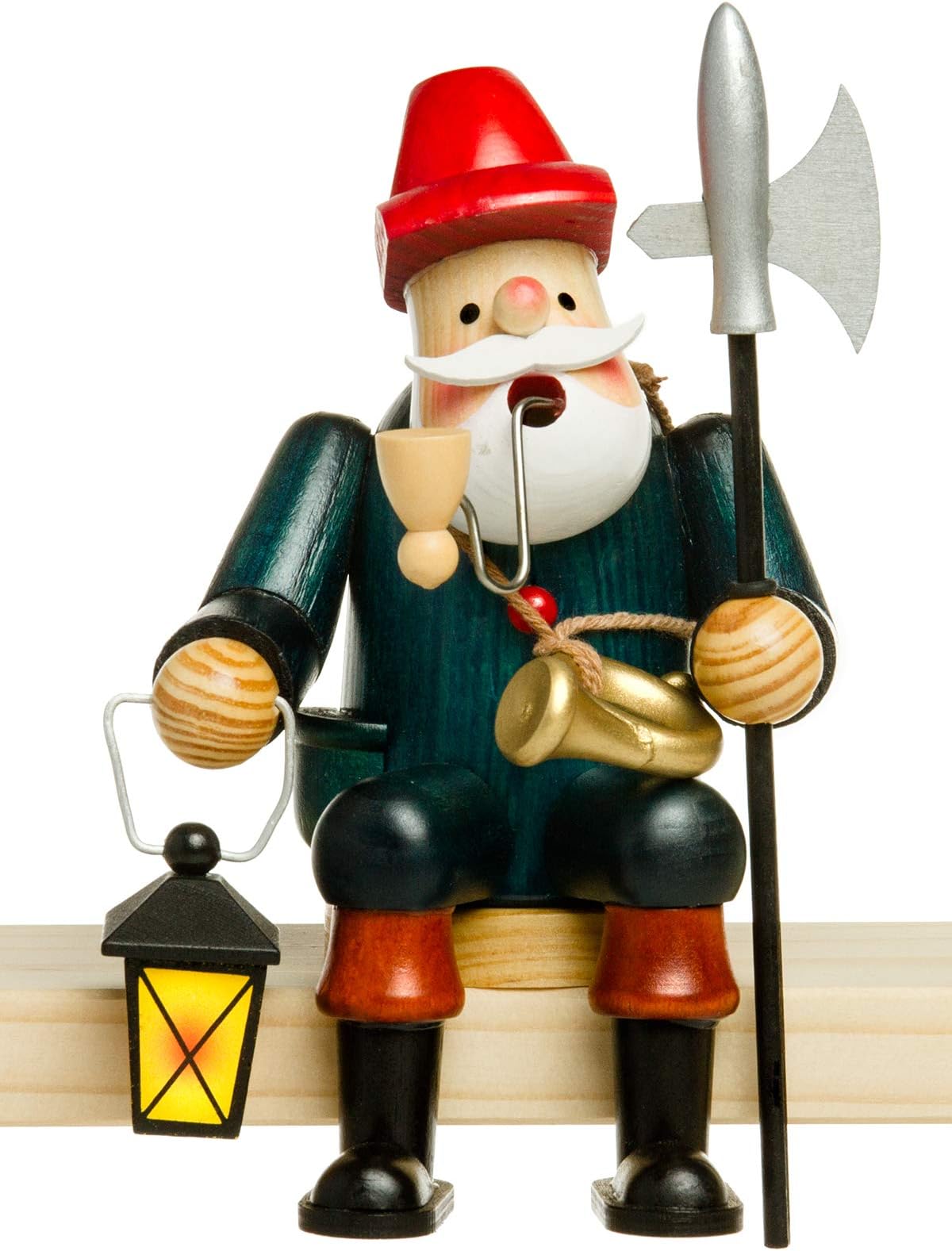 Kaladia Räuchermännchen Bergmann - 35 Cm Holzfigur Mit Kerzenhalter - Traditionelle Weihnachtsdekoration