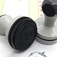 Vista 2 de Sello personalizado con nombre, diseño de marco redondo de flores, hecho a mano con amor, sello de goma autoentintado 1.5, rojo, negro, morado