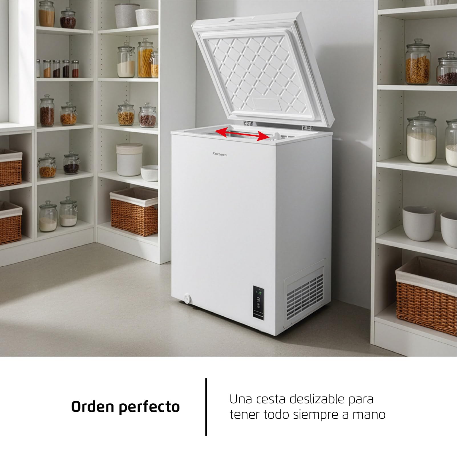 Corberó - Cassapanca congelatore | CCHM1506M | Statico | 143 L | 85 cm | 37 dB | 1 cestino flessibile | Sistema doppio e super congelamento | Bianco
