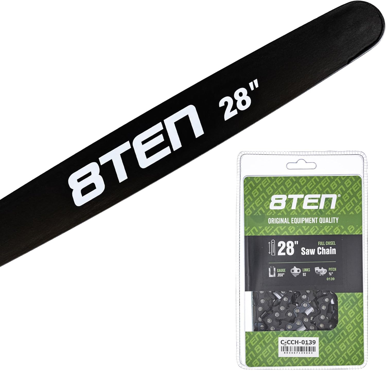 8TEN 28" Chainsaw Guide Bar & Chain .058 3/8 92DL for Husqvarna 372XP 365 395XP 272 288 66