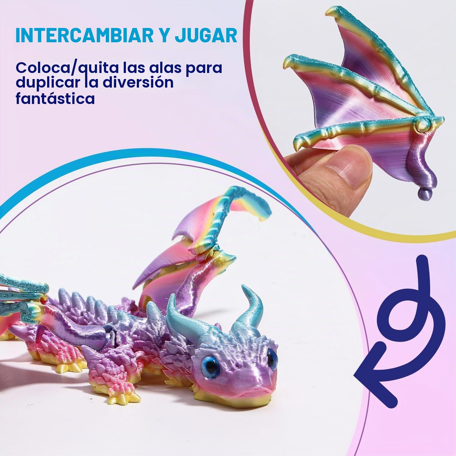 Dragón Articulado con Alas Impreso en 3D – Fidget spinner Flamewing, juguete de Cómo entrenar tu dragón, Dragon Juguete Flexible con Articulaciones Móviles, Decoración Hogar y Oficina, Regalo Navidad