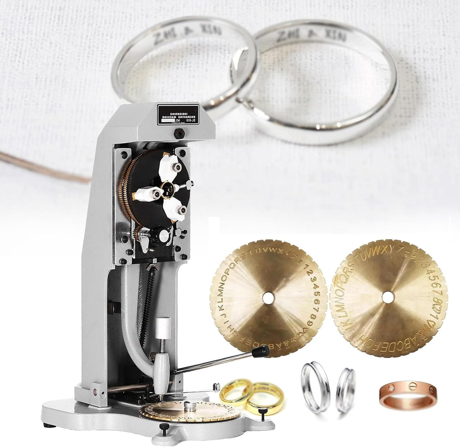 ZHJOPP Manual Ring Inside Ring Engraver, Double-Sided Engraved Dial with 1.5-2.0mm Standard Letter Block,Jewelry Inner Engraving Tool