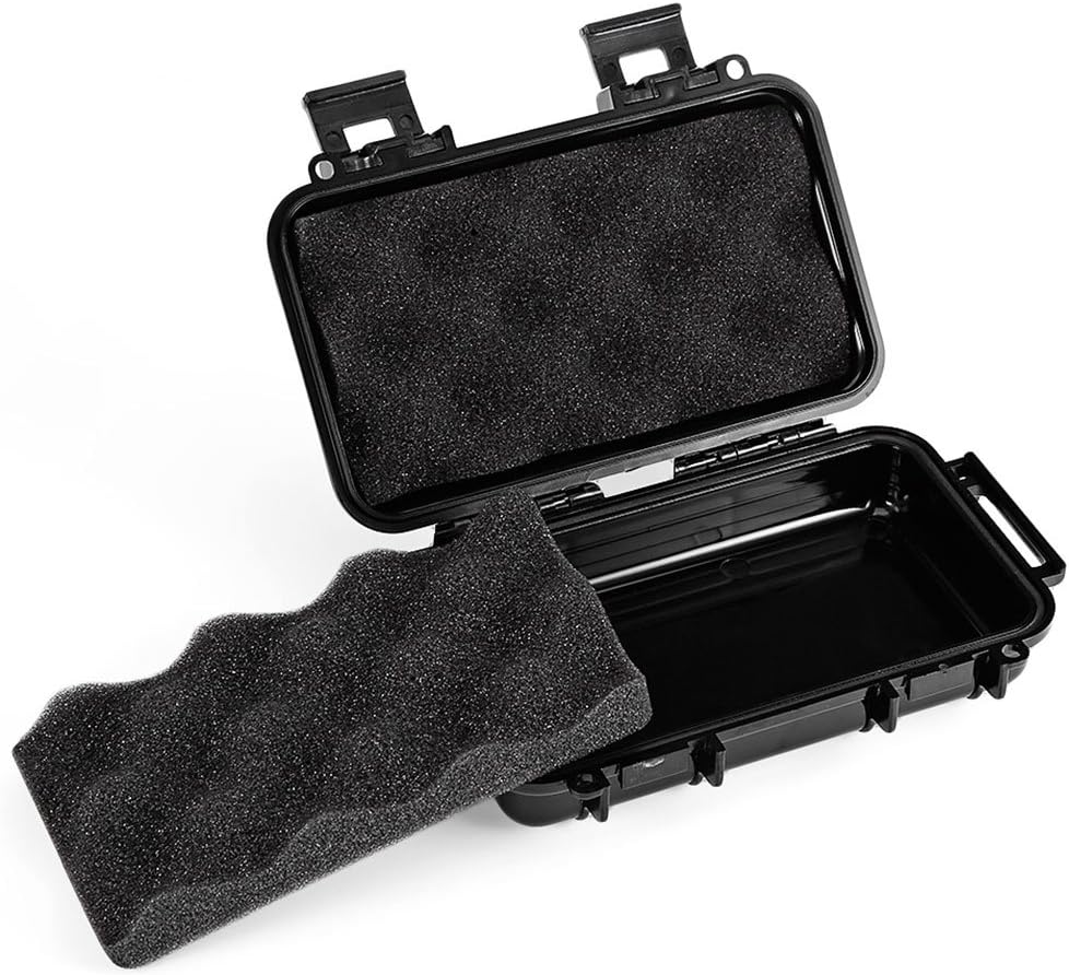 Dry Storage Box, Waterproof Floating Case with Shockproof Foam for Fishing, Camping, Hiking (Large-Black)
