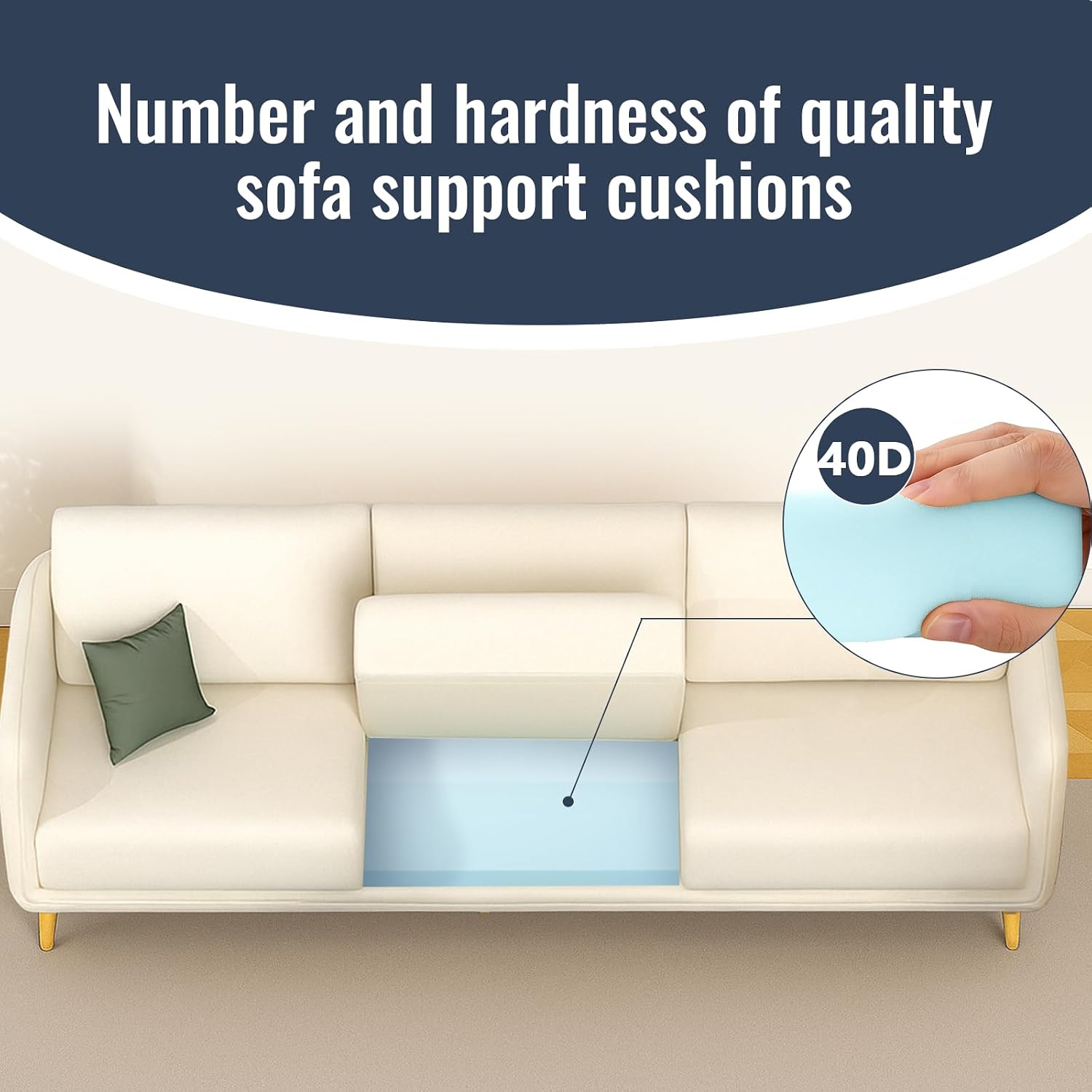 Couch Cushion Support for Sagging Seats, 20”x 20”x 2” Trapezoidal Design Cushion Supports for Sagging Cushions, Perfectly Discreet Couch Support (Blue Trapezoid, Normal)