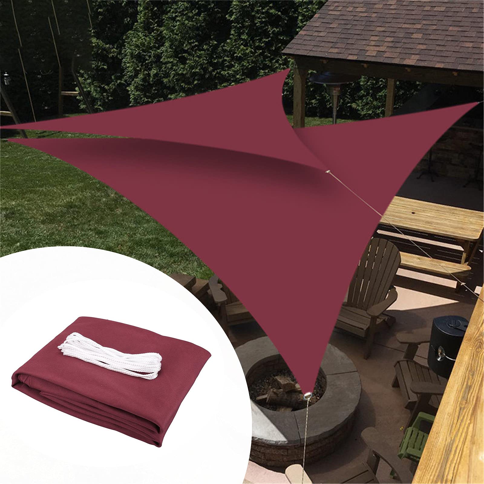 Voile Dombrage Triangulaire 3X4x5, Toile Ombrage Triangulaire Anti UV, Voile Dombrage Imperméable, Polyester Résistant Aux Déchirures, Toile Soleil Exterieure pour Terrasse,Wine Red,300 * 400 * 500