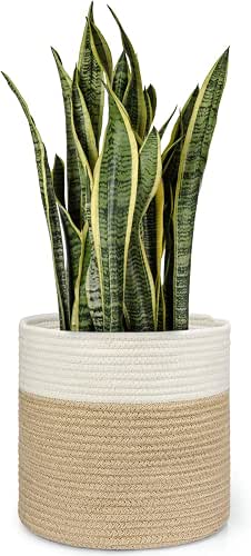 Dahey Jute Spliced Cotton Rope Plant Basket Modern Woven Storage