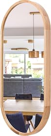LEJA Wandspiegel mit Holzrahmen (48 × 120 cm) — Oval Spiegel mit Holz Eiche — Massivholz, EU-Produktion, 4 mm Spiegelglas, sicherer Metallhaken