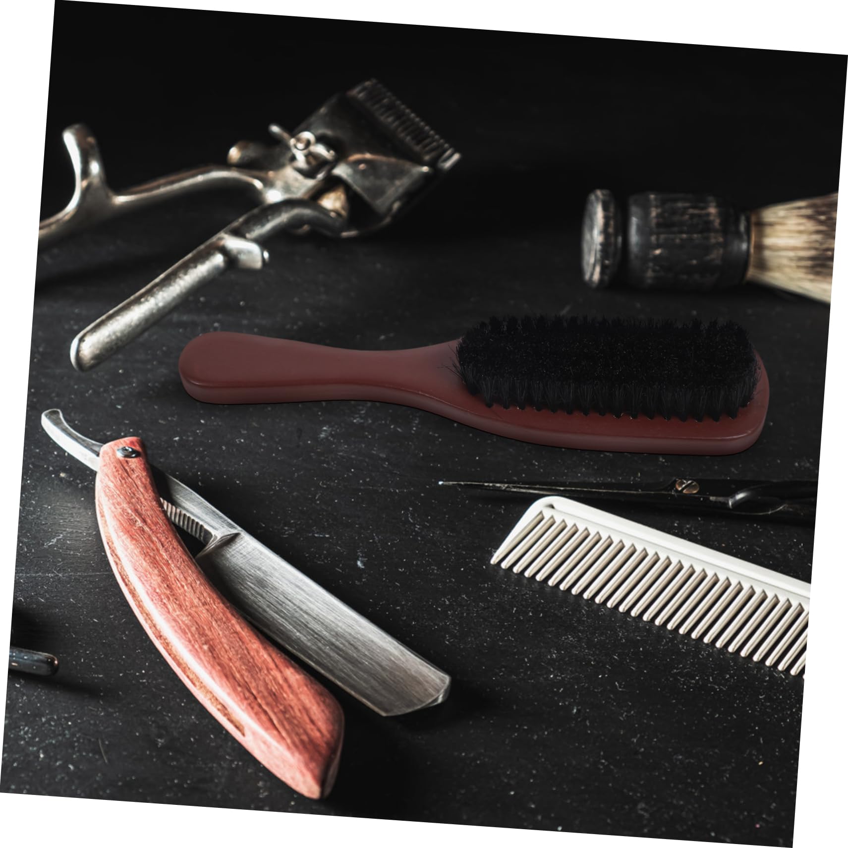 4 Stück Wellenpinsel Haare glätten Kamm Männer Bartbürste Borste Gesichtshaar-Bartbürste Haar -Entwirrerbürste Körperpflege Bartpflegebürste Stylingbürste Haarbürste Holz Schwarz