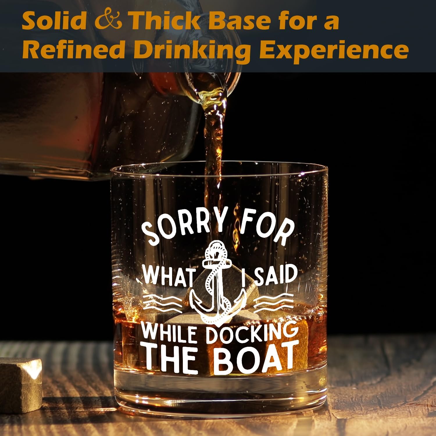 kunlisa Boat Gifts Whiskey Glasses, Boat Captain Gifts, I'm Sorry for What I Said While Docking the Boat 10 oz Drinking Rocks Glasses for Men Whisky Cocktail Scotch Bourbon Liquor - Image 4