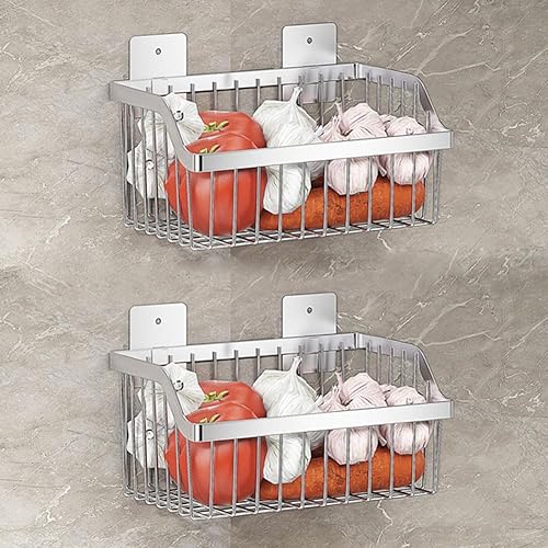 Miniatura 16 de SUS304 Cesta de malla de acero inoxidable, cesta organizadora de almacenamiento de alambre grande, cestas colgantes multifunción para cocina y baño,