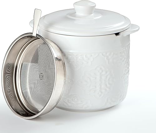 Contenedor de grasa de tocino de cerámica con colador, lata de grasa con filtro, filtro de aceite de cocina recipiente de aceite, receptor de grasa disponible en Yaxa Colombia