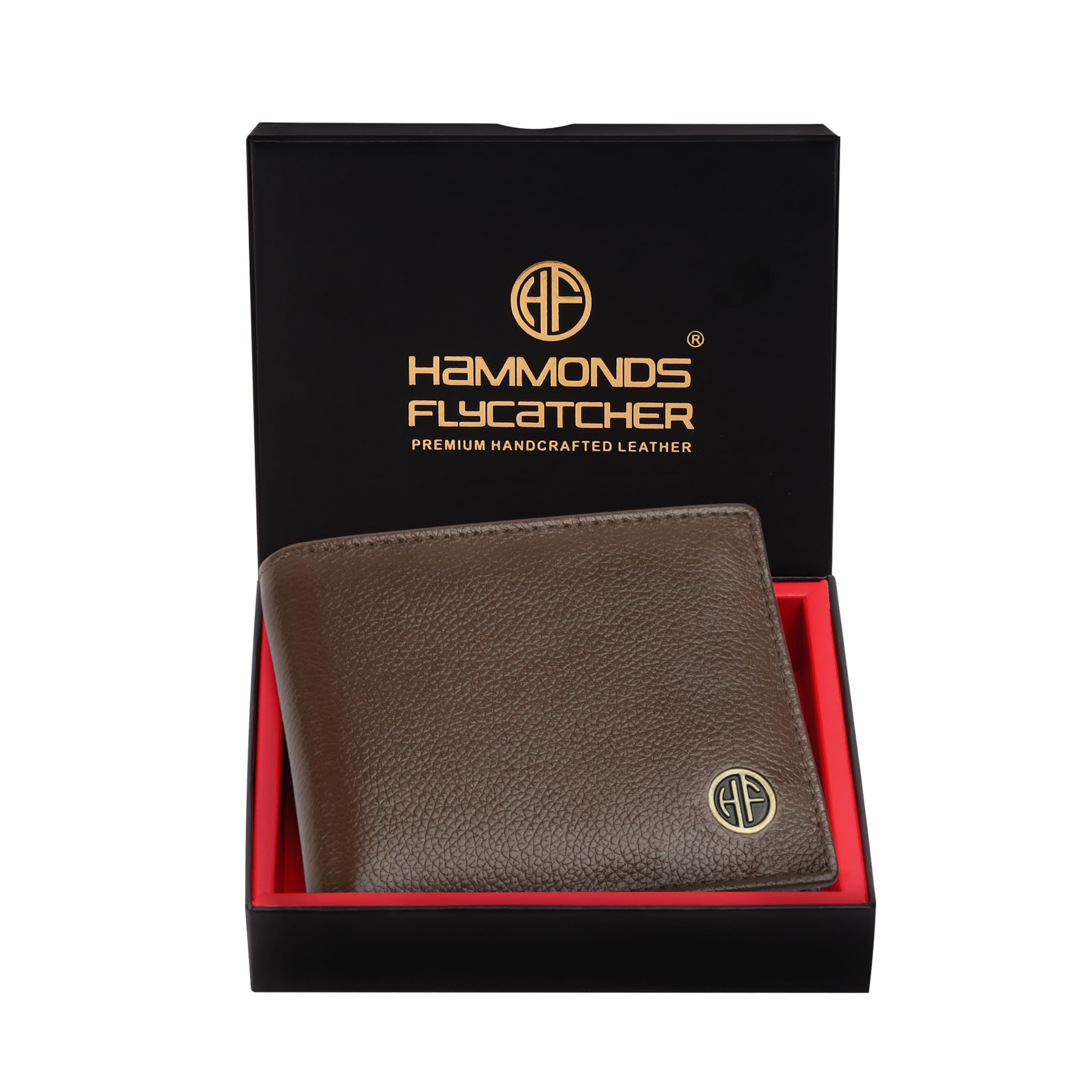 HAMMONDS FLYCATCHERRFID Protected Bi-Fold Wallet for Men Leather Original, Mens Wallet, Leather Wallets for Men, Classic Purse with 4 Card Slots, Coin Pocket, Gift for Mens - Brushwood