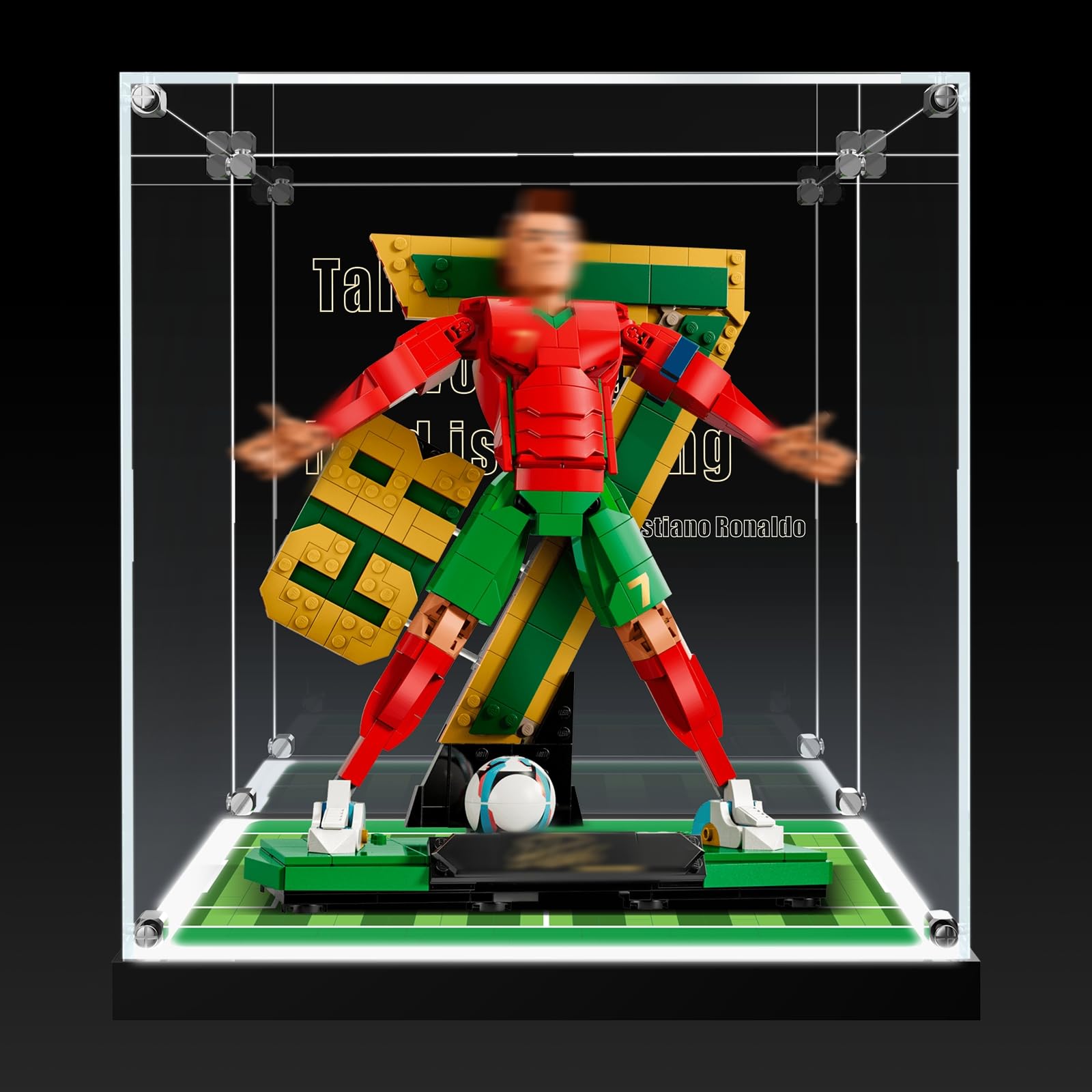 Photo 1 of NAOCARD Acrylic Display Case with LED Lighting for Lego 43016 Cristiano Ronaldo